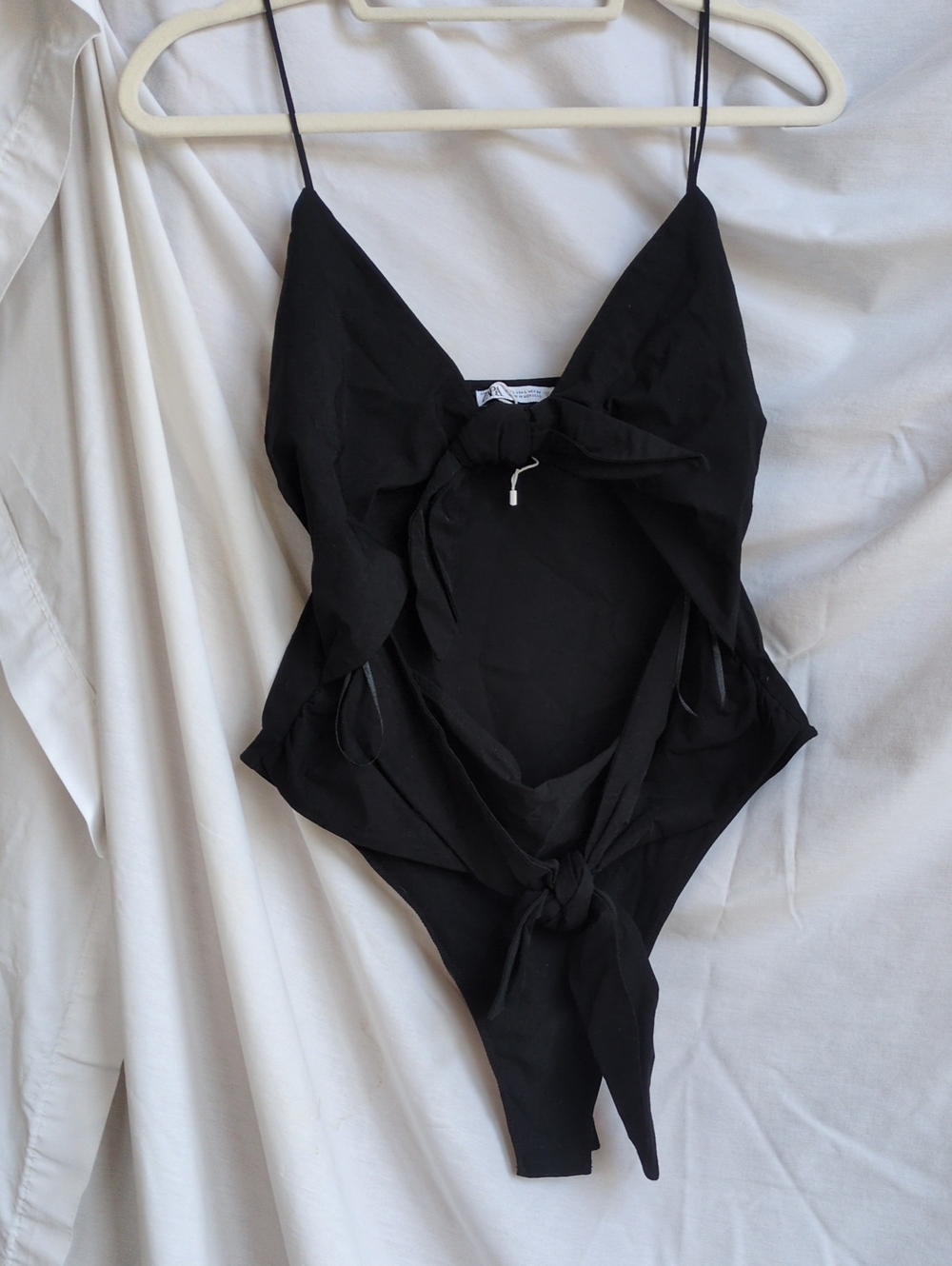 Zara Black Tie-Front Bodysuit